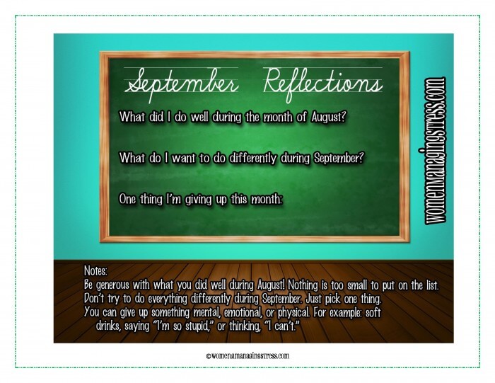 September Reflections Planning Sheet